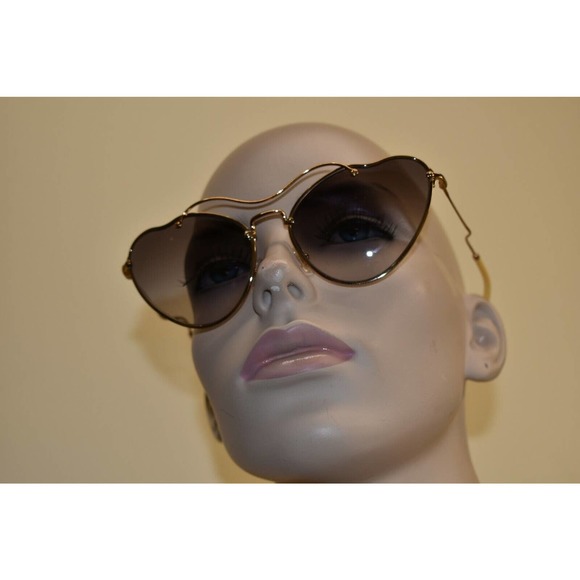NIB MIU MIU SMU55R CAT EYES SCENIQUE GOLD YELLOW METAL LOGO FRAME SUNGLASSES main image 7